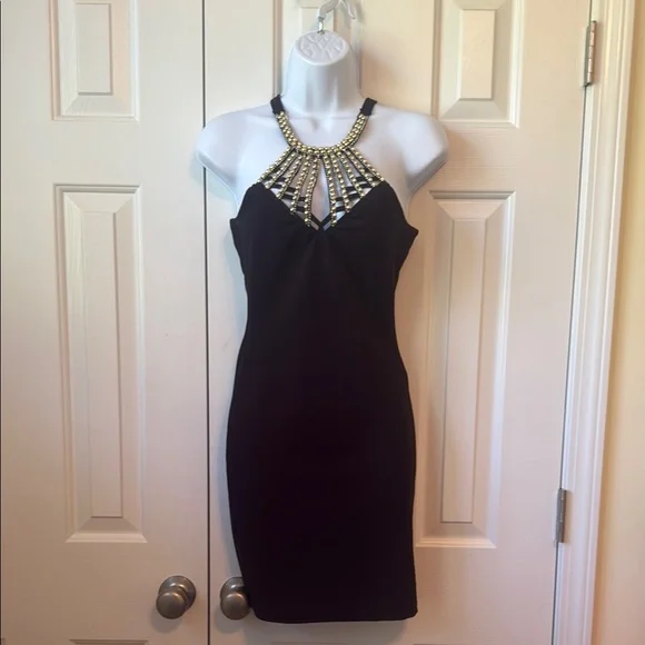 Rue21 | Dresses | Rue2 Black Silver Embellished Halter Mini Dress | Poshmark